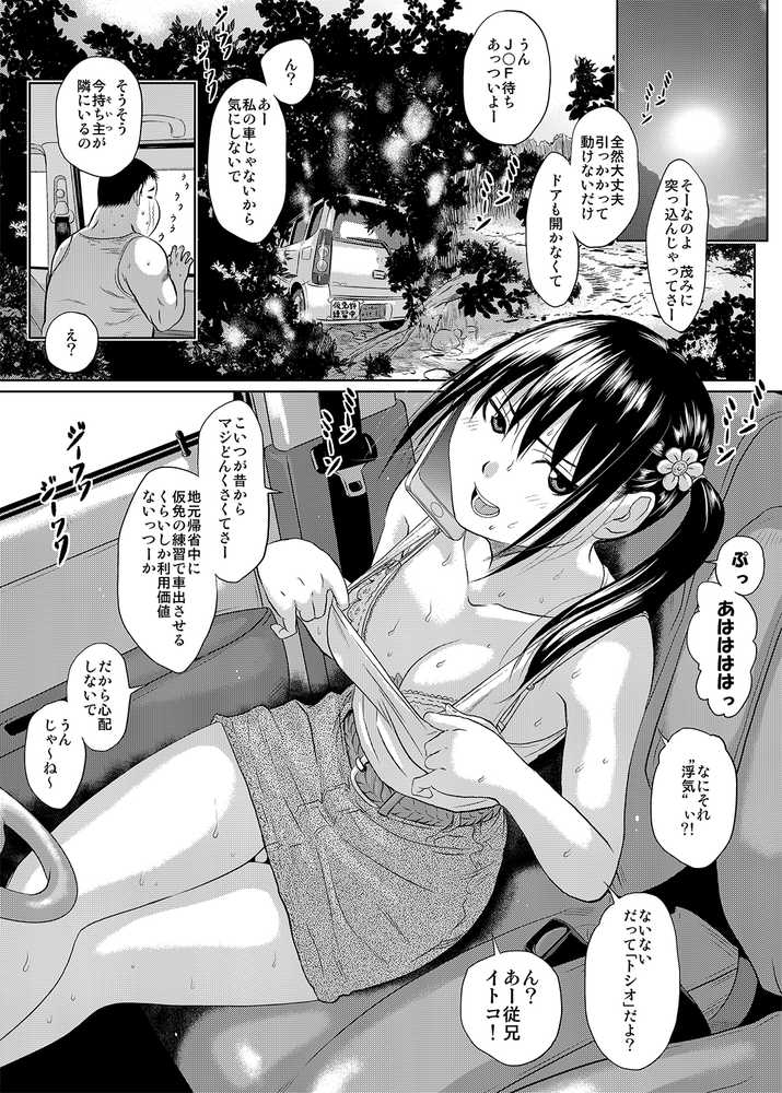 昔からバカにしていた従兄の堪忍袋の緒がキレた結果、二人きりの狭い車内でカラダを弄ばれた夏の日のこと。
